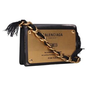 Balenciaga 832560 2abuo Logo Plate Chain Shoulder Bag Women's